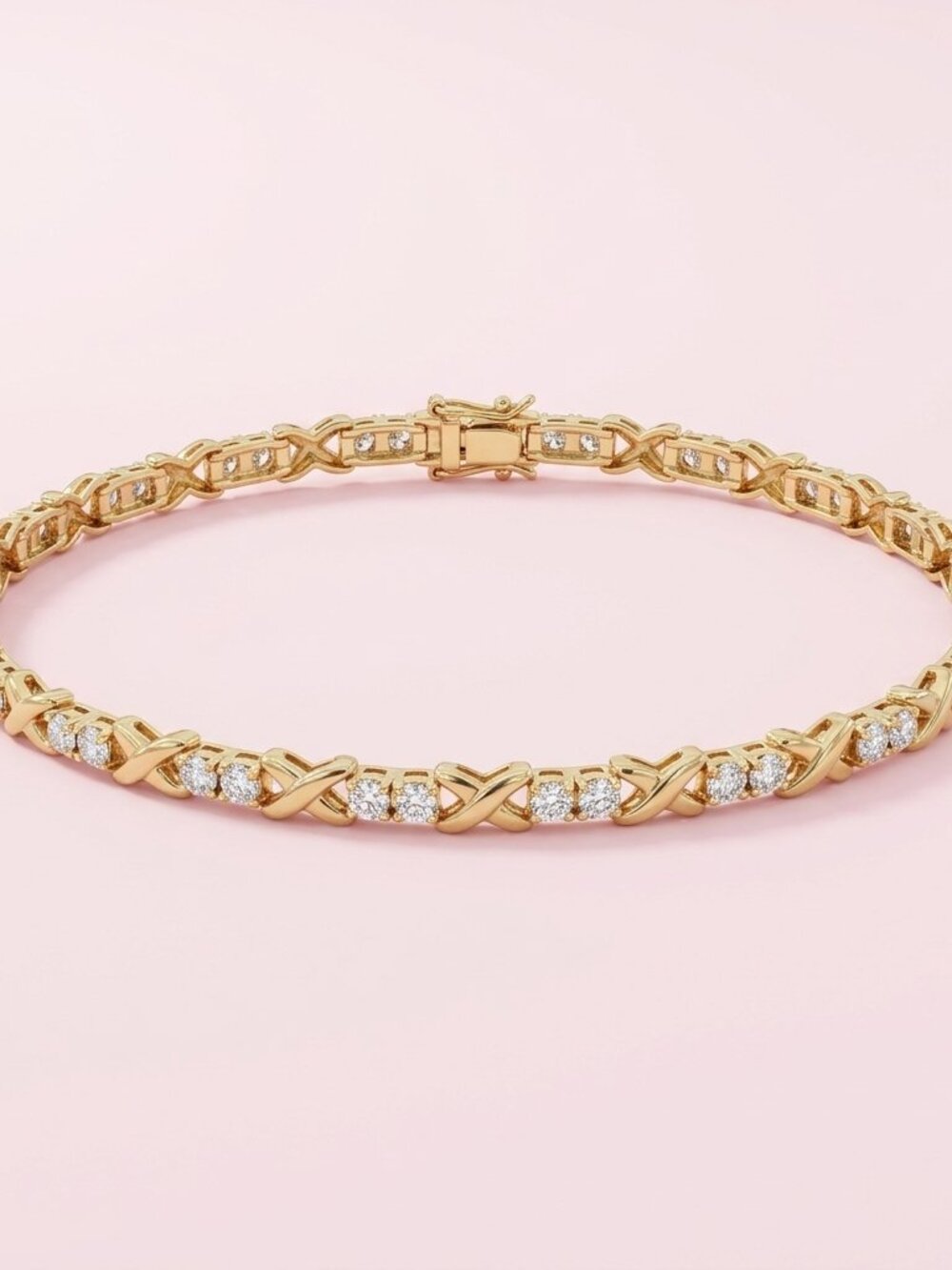 Gold Plated Cubic Zirconia Link Diamond Tennis Bracelet